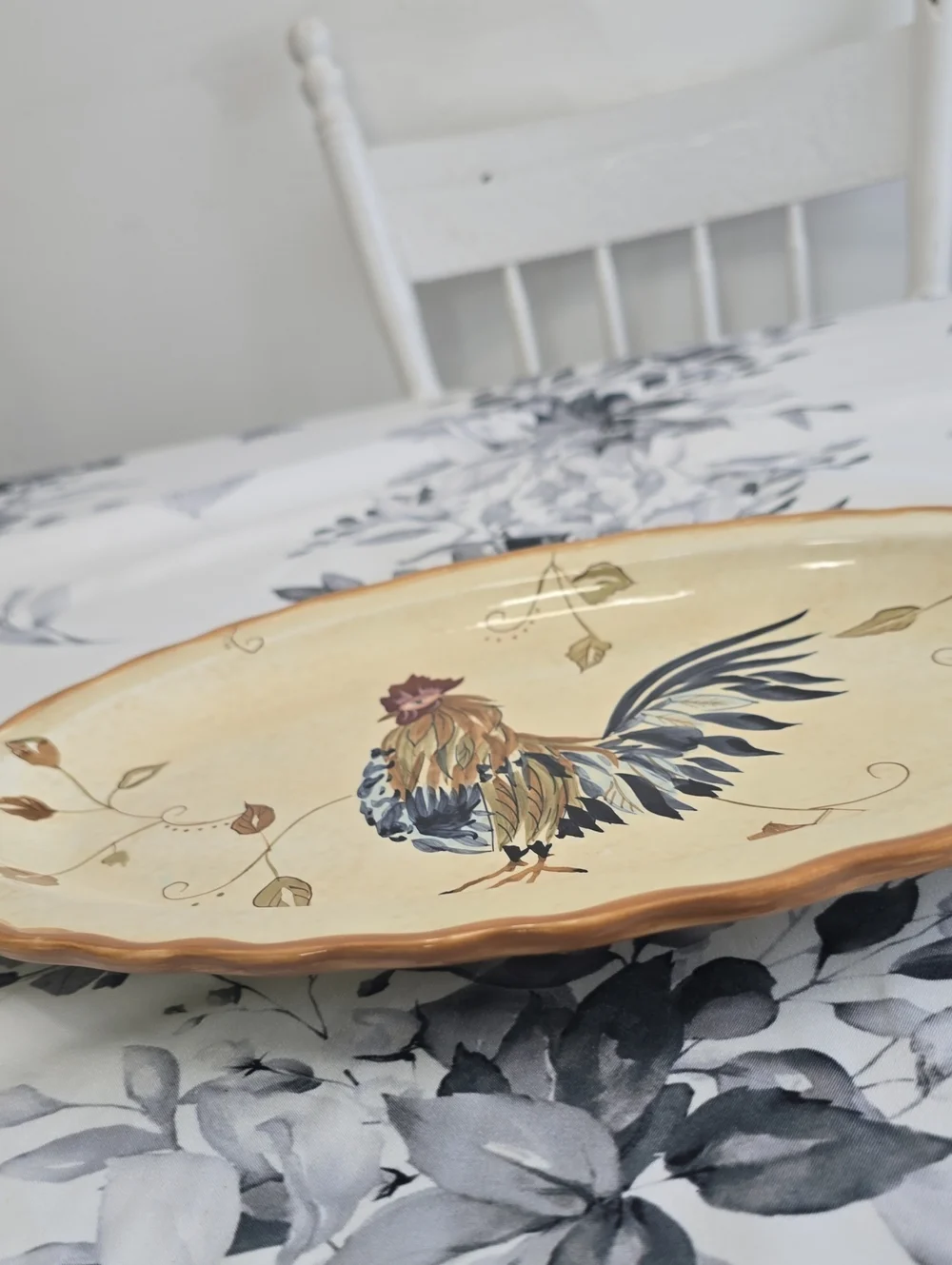 Whole Home Canterbury Rooster Oval Platter Ceramic 13.75